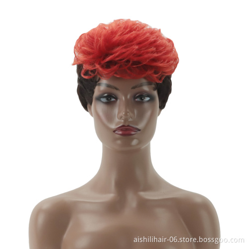 aishili wholesale red Mohawk wigs short synthetic hair wig for women